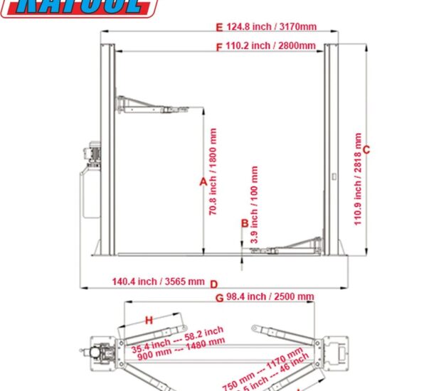 Katool 2-Post Vehicle Lift, 10,000-Lb. Capacity, 4 HP, Model# AK-H105 Katool 2-Post Vehicle Lift, 10,000-Lb. Capacity, 4 HP, Model# AK-H105