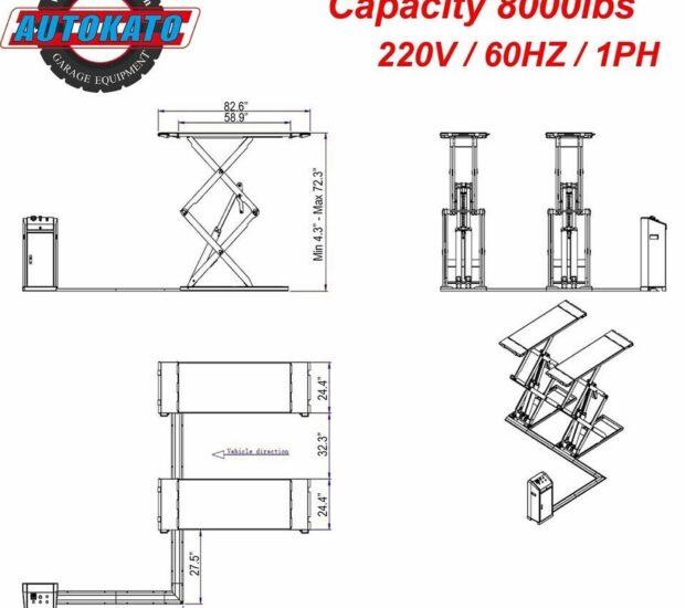 KATOOL, Full Rise Scissor Lift Capacity 8000lb., Model# KT-X95 KATOOL, Full Rise Scissor Lift Capacity 8000lb., Model# KT-X95