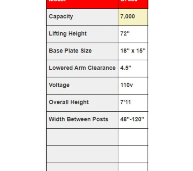 Triumph C7000 7,000 lb. Portable 2 Post Lift Triumph C7000 7,000 lb. Portable 2 Post Lift