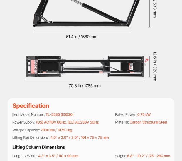 VEVOR Car Lift, 7000 lbs Capacity 3-Level Adjustable VEVOR Car Lift, 7000 lbs Capacity 3-Level Adjustable